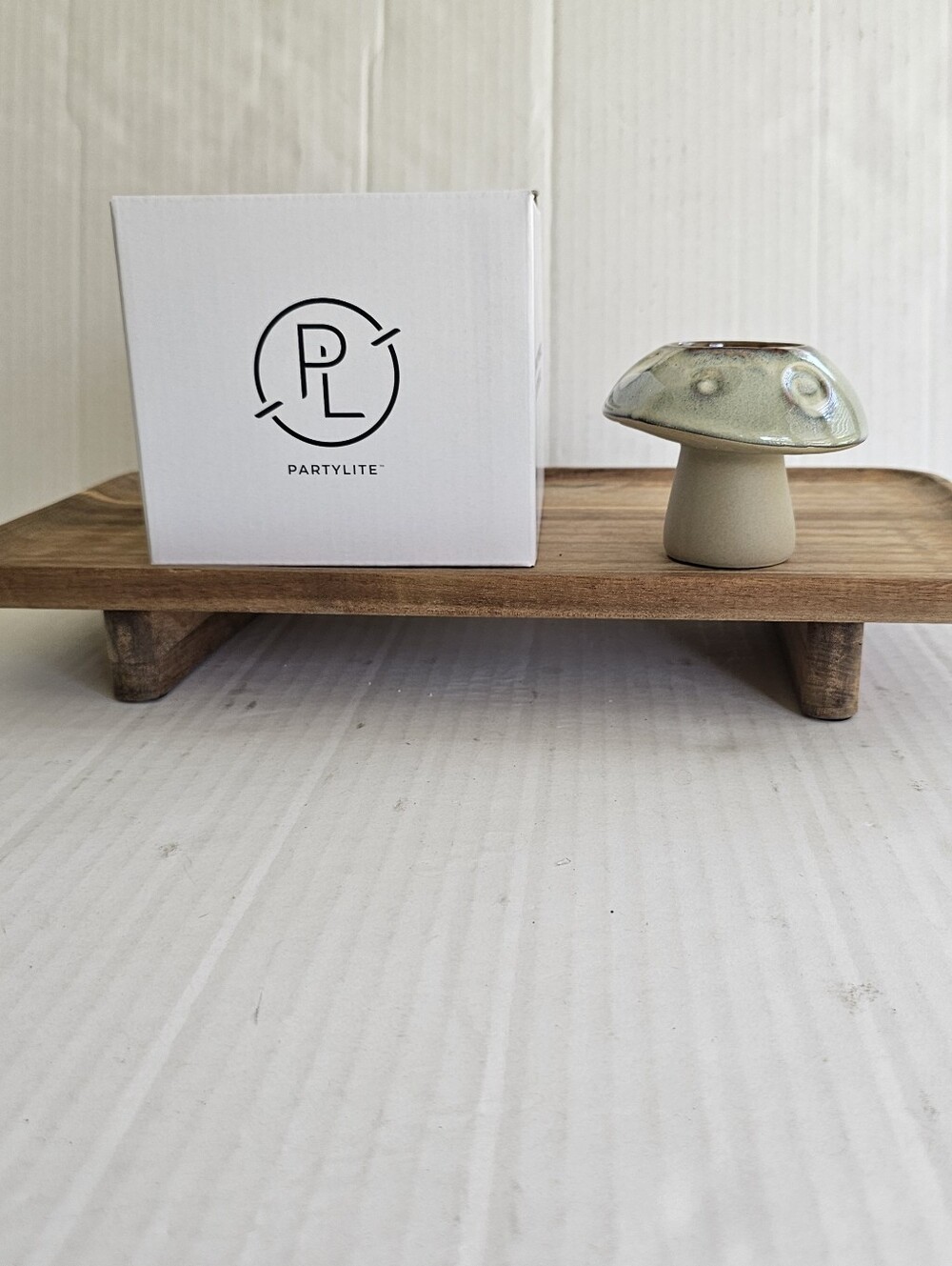 Partylite Mini Mushroom Tealight Candle Holder Glazed Ceramic 3" Tall NIB